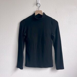 Klassy Network L Black Ribbed Turtleneck Long Sleeve Brami